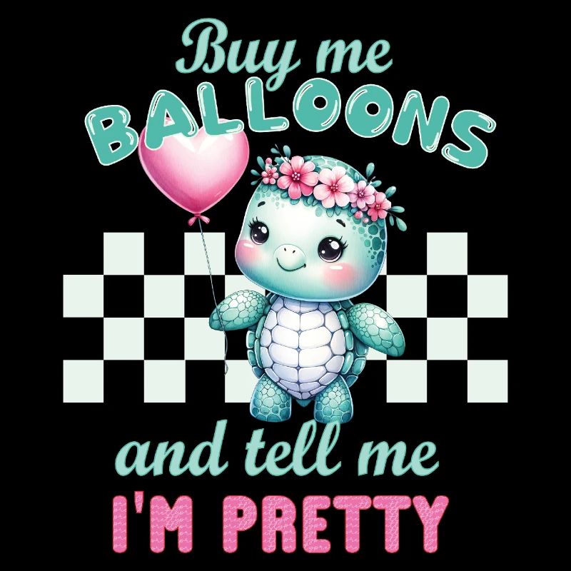 Valentines day Turtle with Balloon