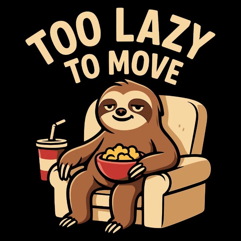 Faultier mit Popcorn im Sessel