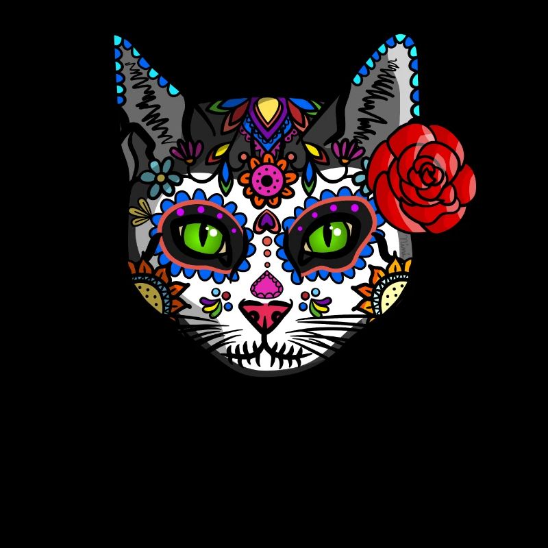 Sugar Skull Calavera Mexiko Schädel Zombie Katze