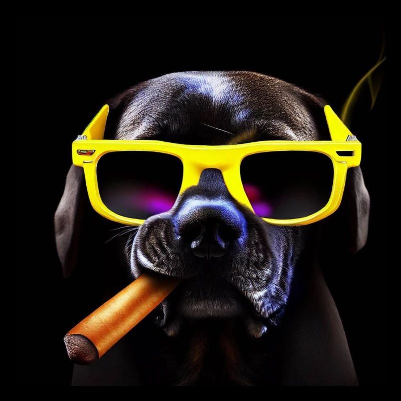 Cooler schwarzer Hund