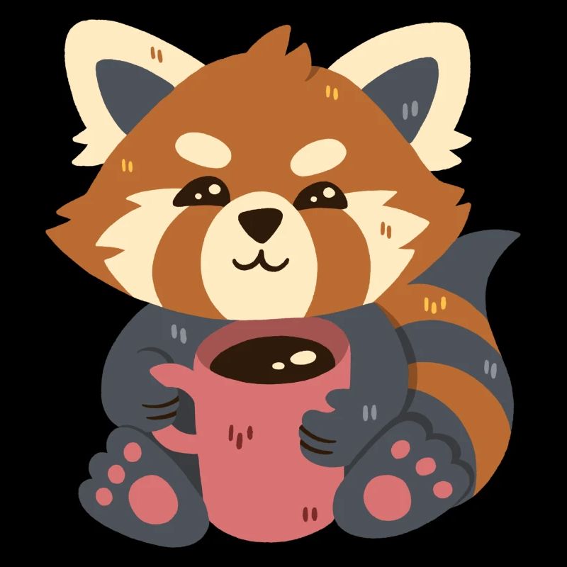 Roter Panda mit Kaffee