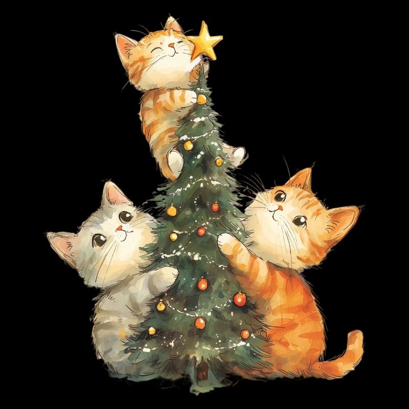 Katzen am Weihnachtsbaum