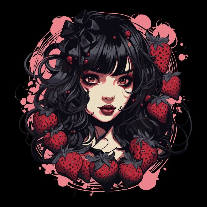 Emo Gothique Fraises Fille