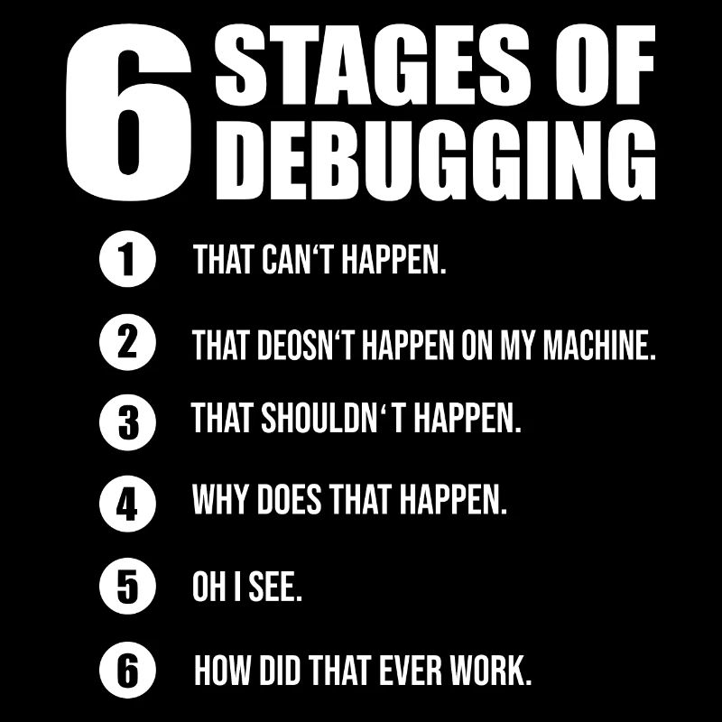 6 stages debugging computer scientist developer coder
