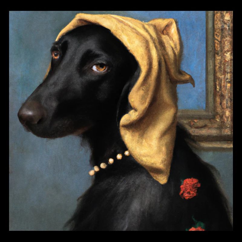 Flat Coated Retriever mit Perlenkette