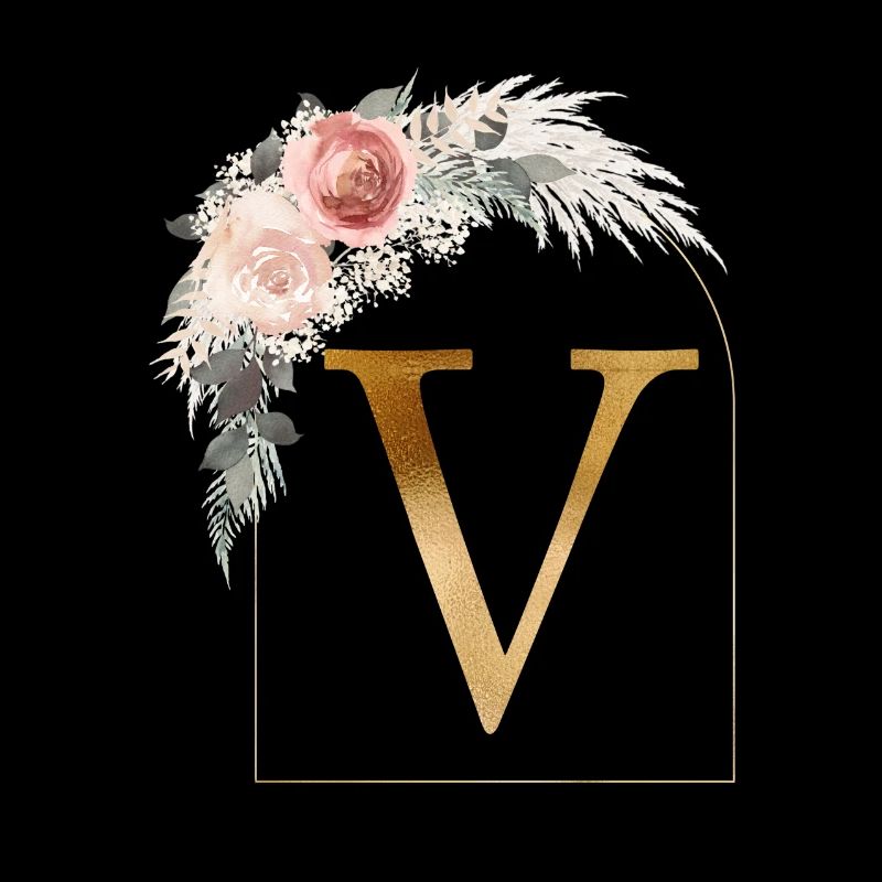 Personalisierbar Monogramm V Blumen Bogen