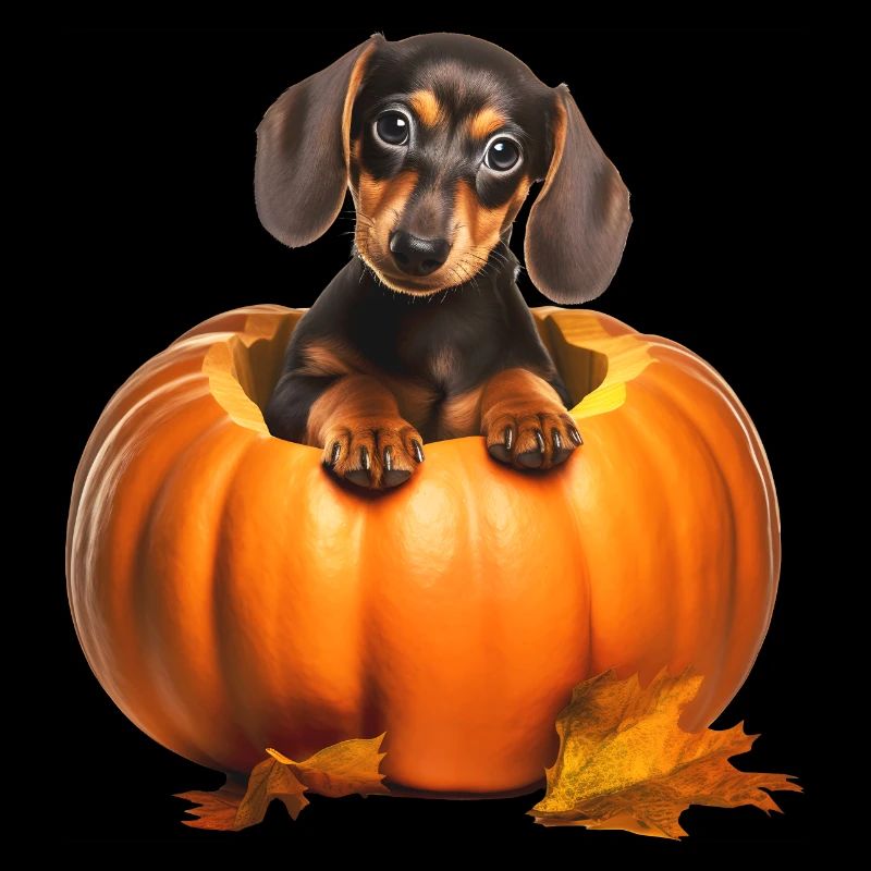 Teckel à la citrouille: drôle de chiot I Halloween