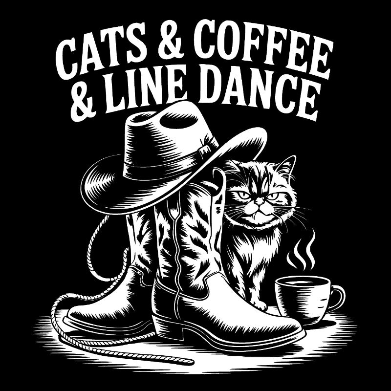 Katzen Kaffee und Line Dance. Linedance Geschenk