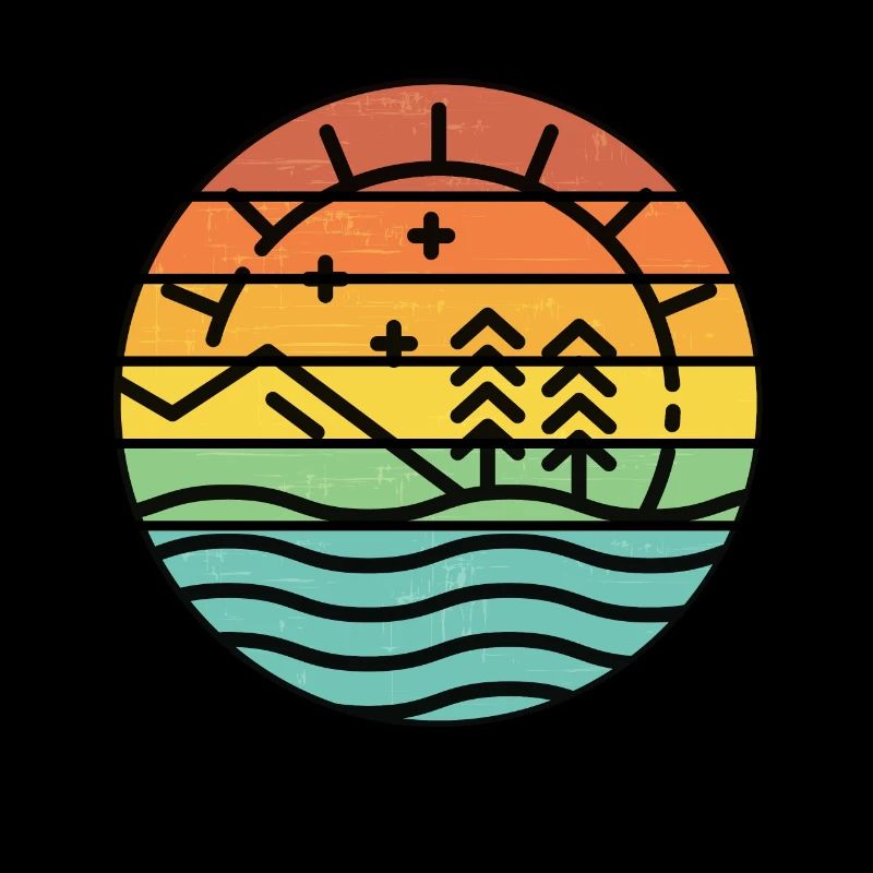 retro sunset island