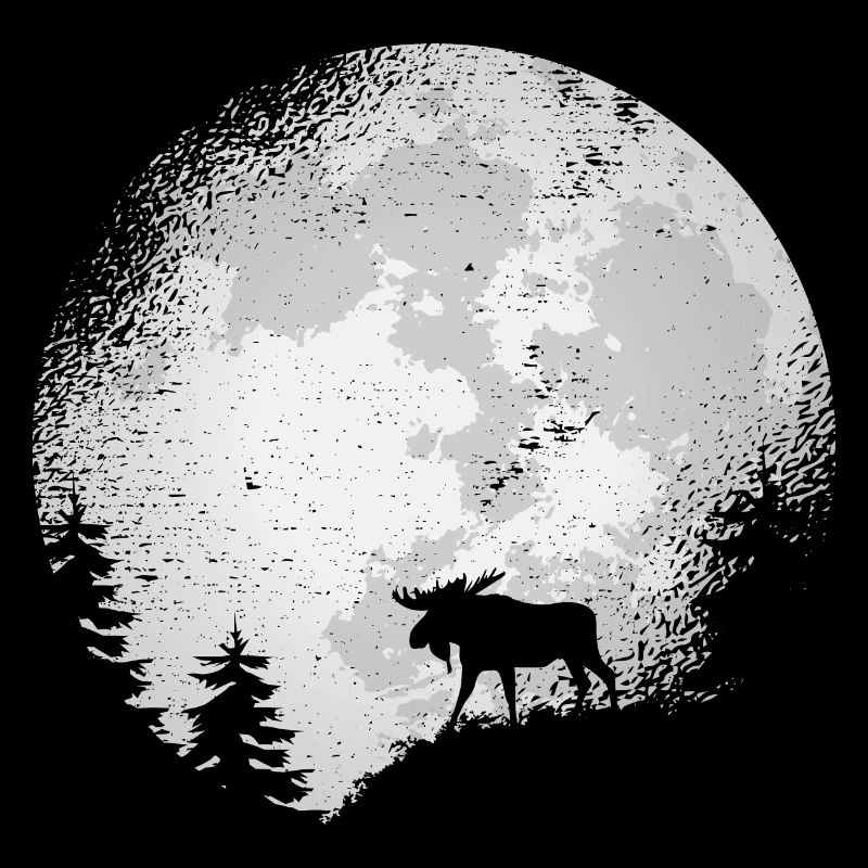 Moose Moose Moose Cow Antlers Full Moon Gift