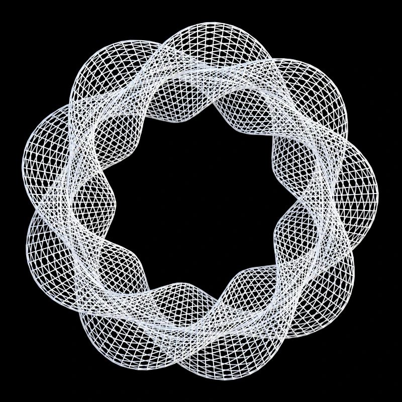 Gedrehter 3D Ring Wireframe Weiß