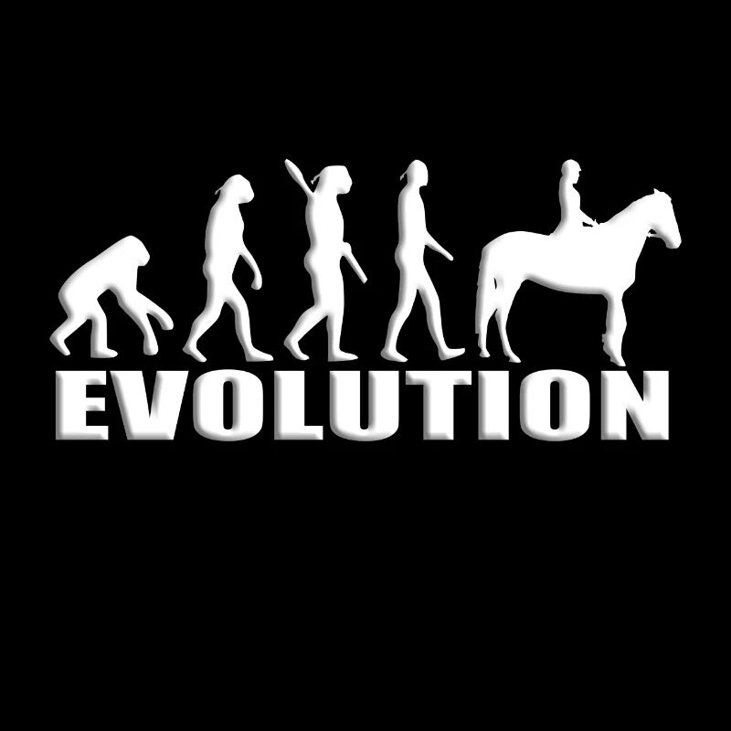 EVOLUTION - AFFE - MENSCH - REITERIN - PFERD