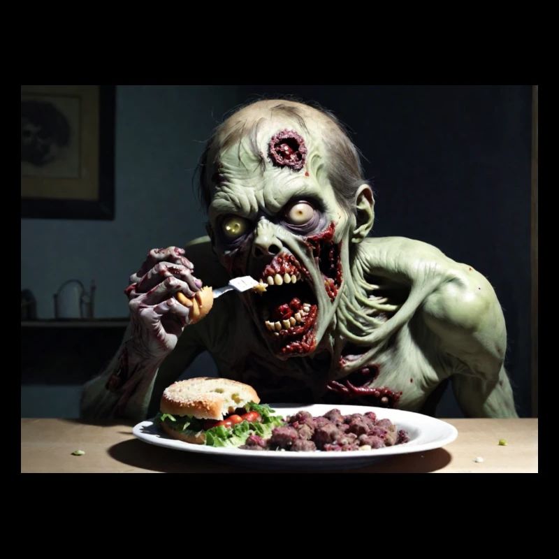 Zombie eats