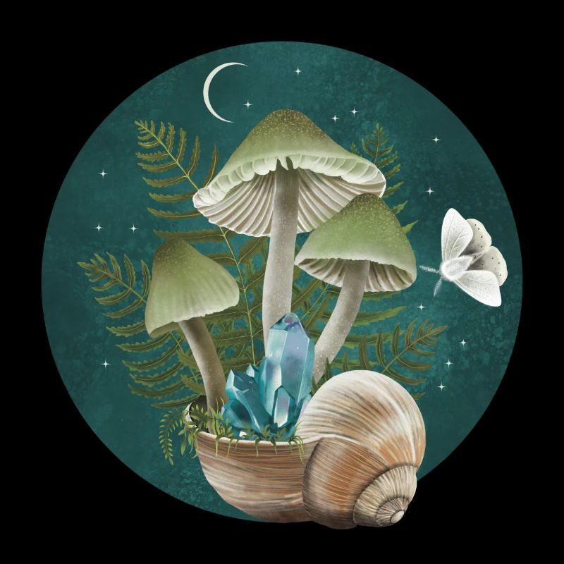 Mushrooms in a snail's shell