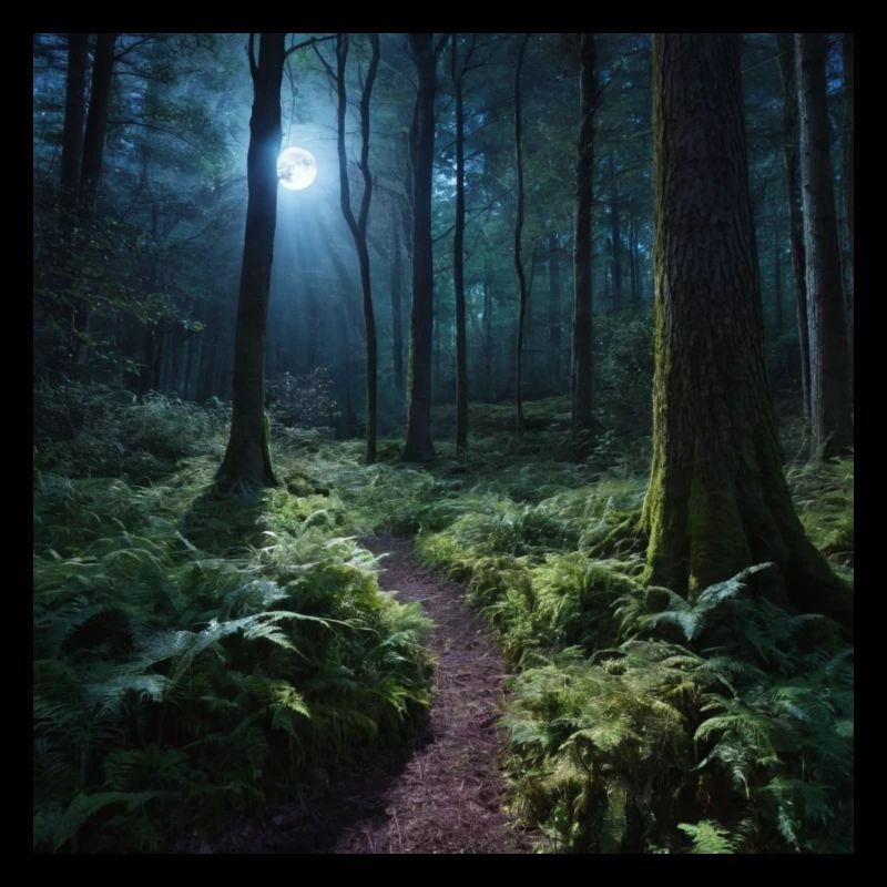 Magical Moonlit Forest Pathway