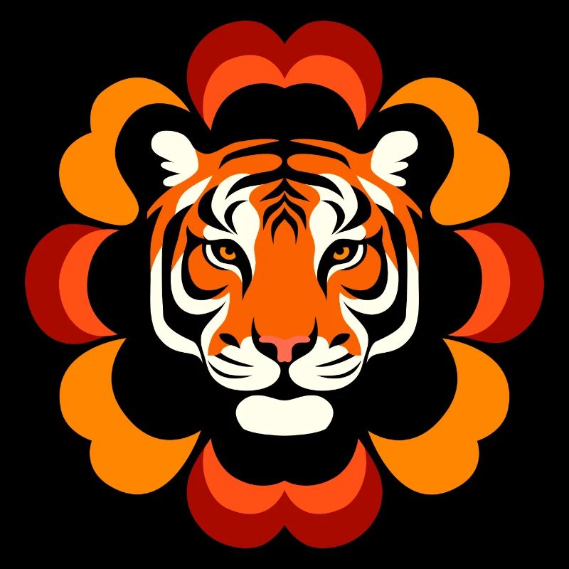 Tigre rétro Flower Power