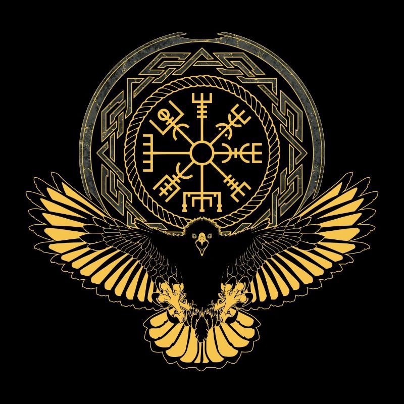 Aigle avec symbole Vegvisir