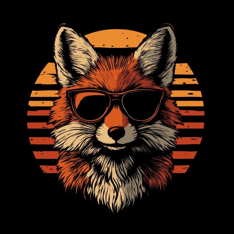 Fuchs mit Sonnenbrille vintage
