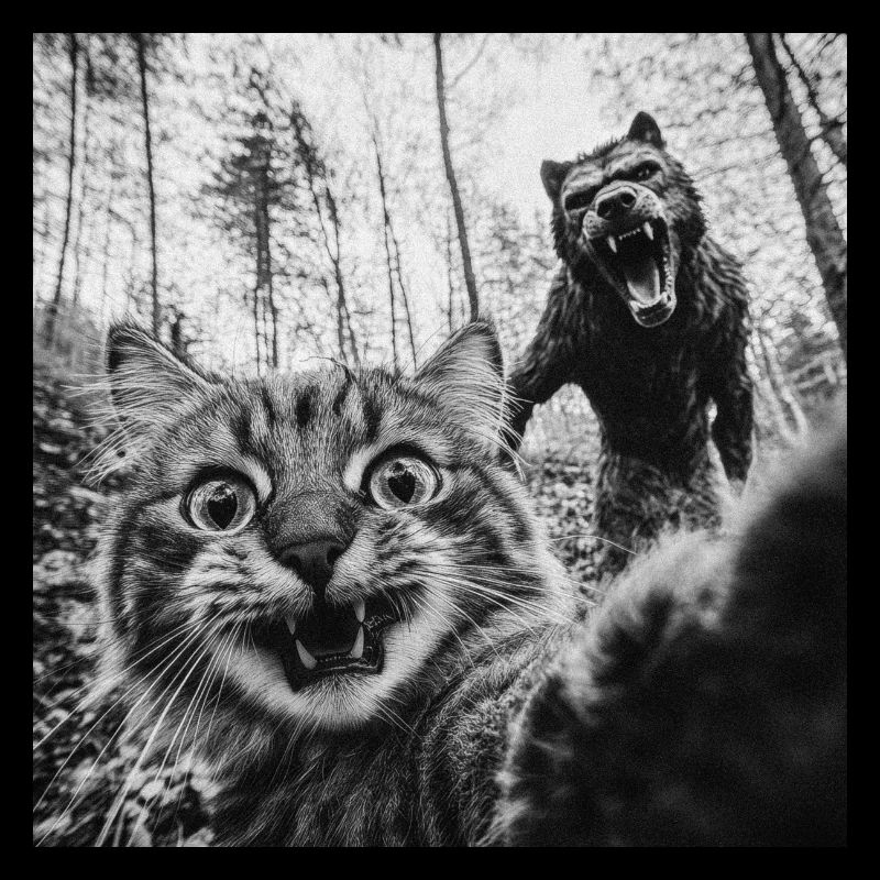 Humor Werwolf Selfie Katze