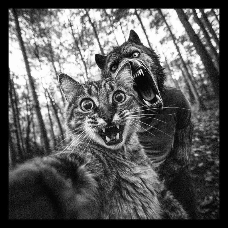 Humor Werewolf Selfie Cat