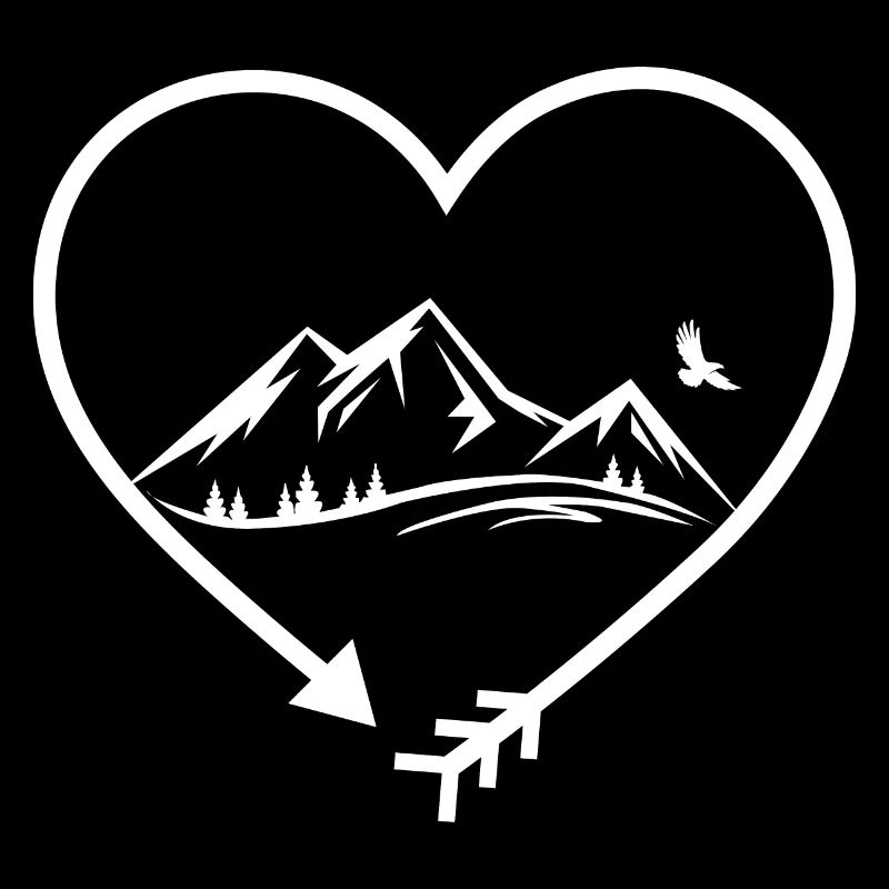 Flèche en forme de cœur et montagne - (B)