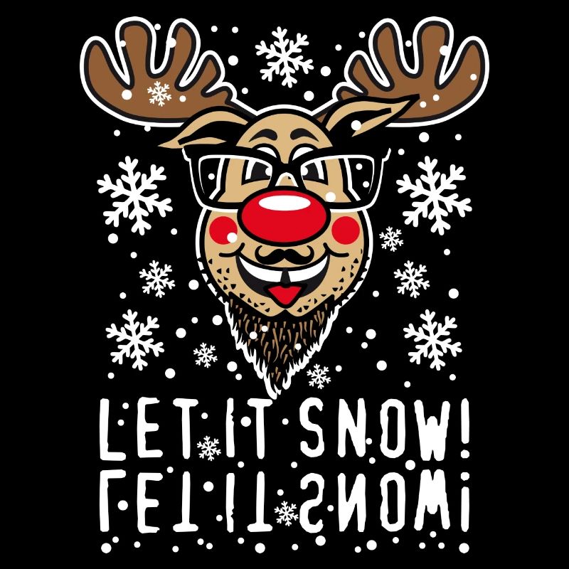 85 Hirsch Rudolph Bart LET IT SNOW Schnee Elch