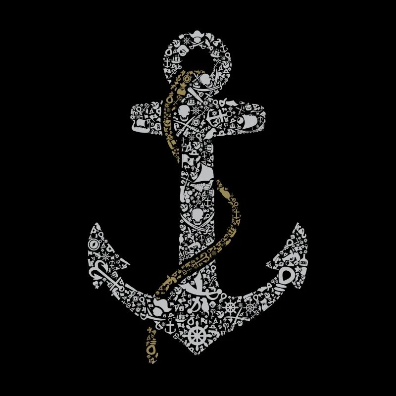 Ancre avec des symboles maritimes