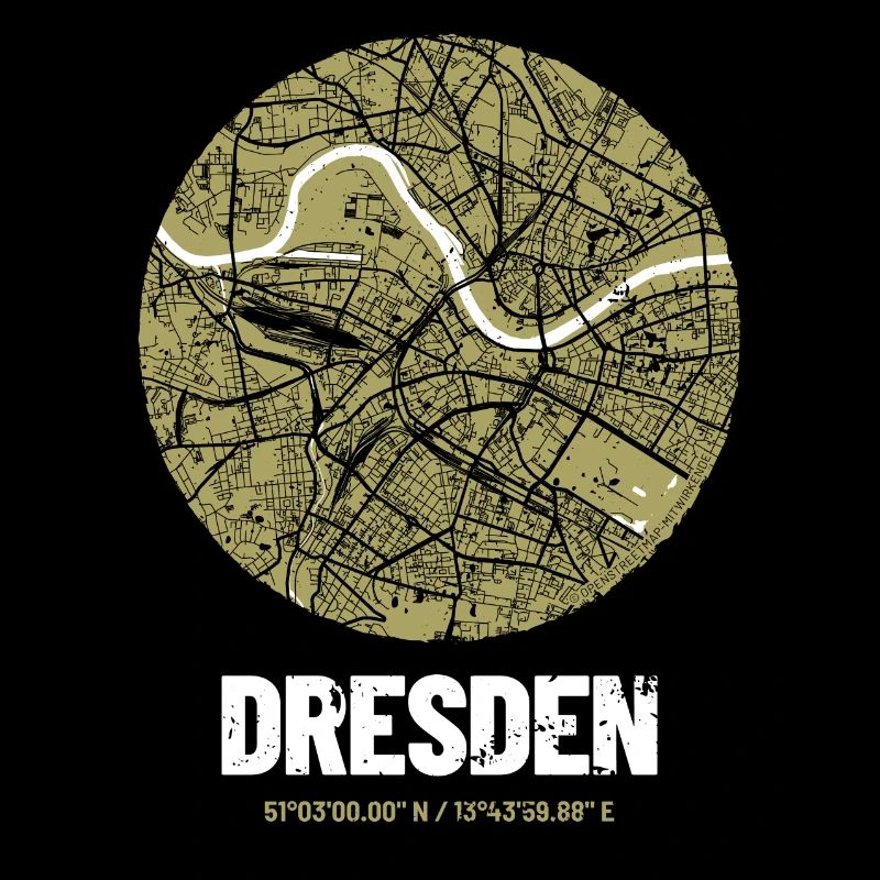 Dresden - City Map Map (olive green)
