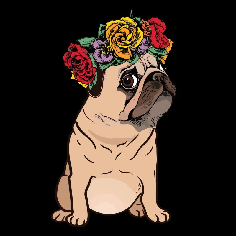 Mops Blumenkranz - Funny Pug Shirt