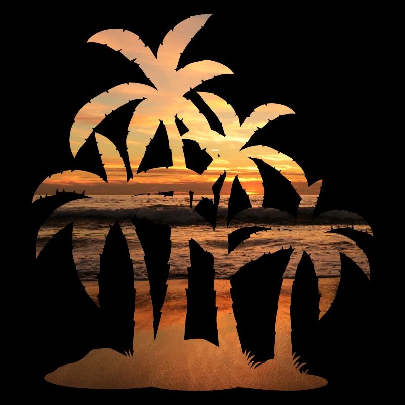 Sunset palm summer