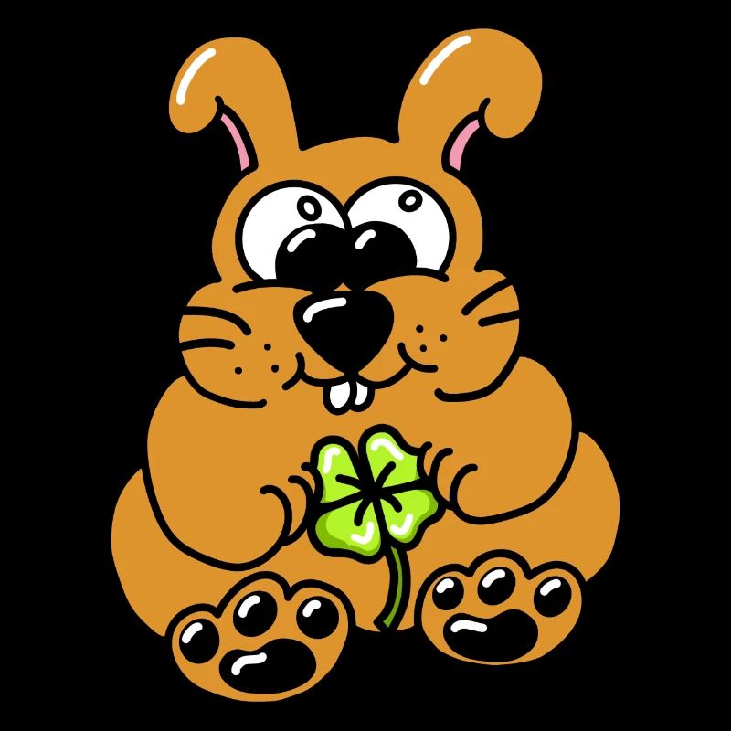brauner Hase mit Kleeblatt