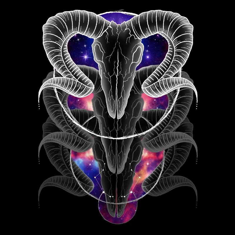 Aries - Aries Skull Zodiac Colored