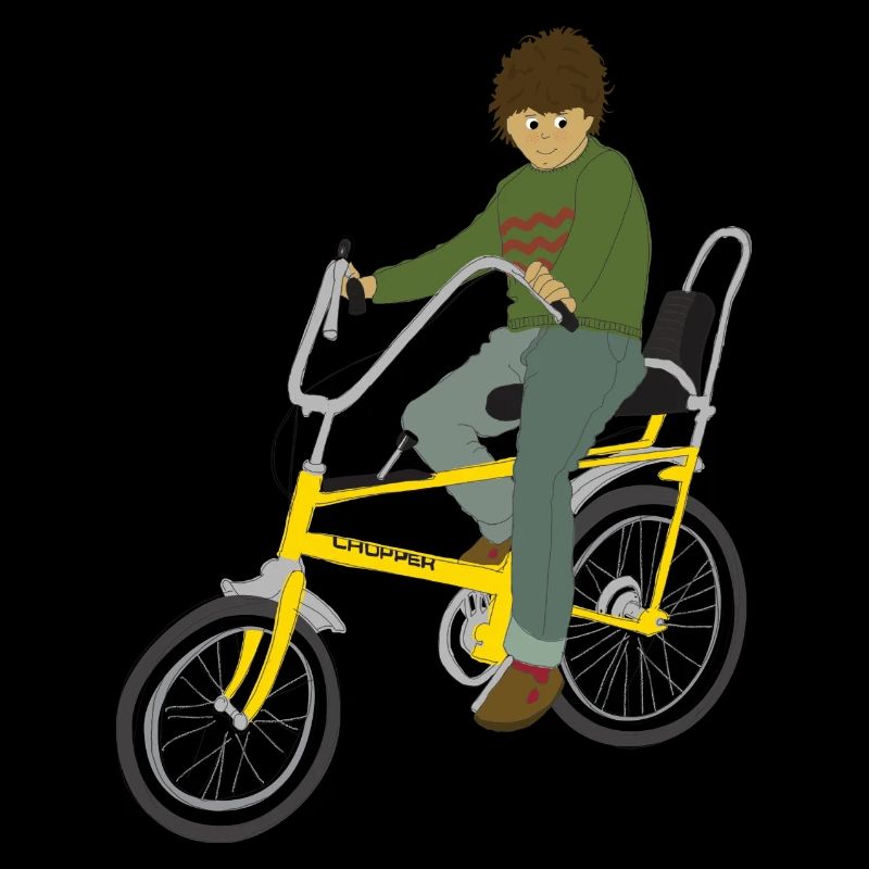70er Jahre Kid auf einem Chopper