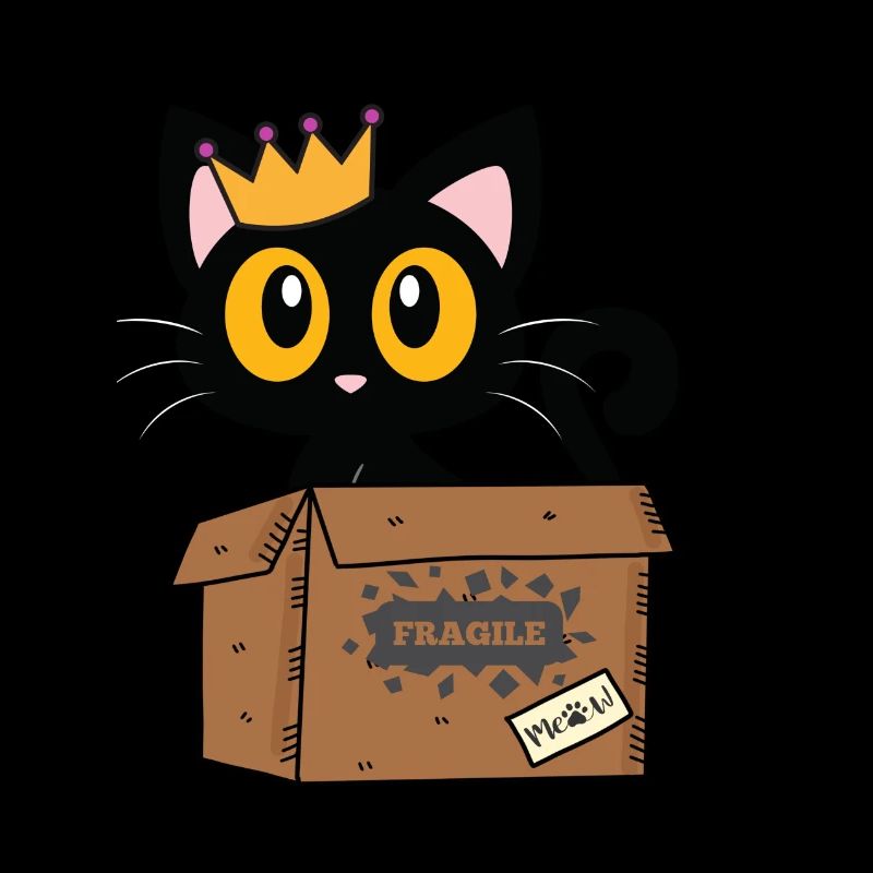 Chat avec couronne dans la boîte