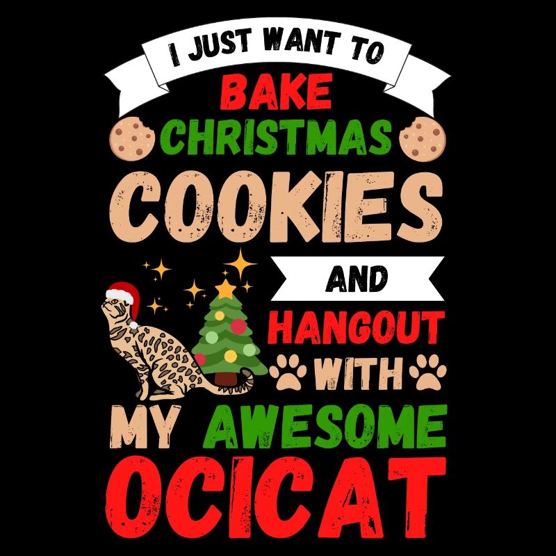 Ocicat de Noël chat cuisson biscuits avec chat