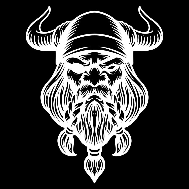 Wikinger Schädel mit Helm und Bart Nordmann Wild