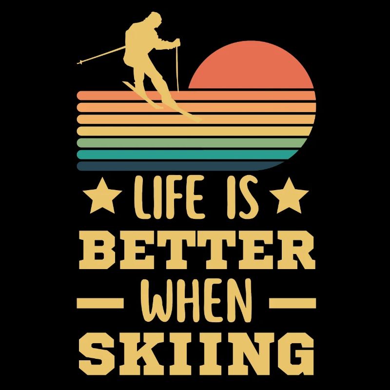 Skiing on a ski holiday retro vintage