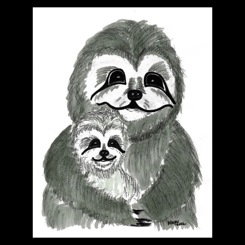 Faultiermama mit Faultierkind