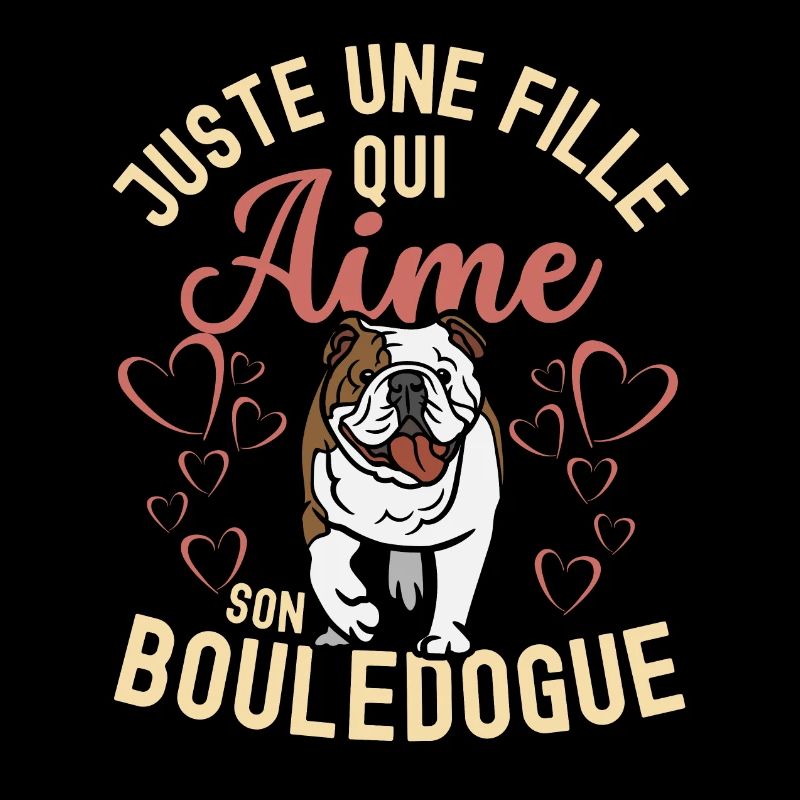Amant de bouledogue anglais mignon kawaii