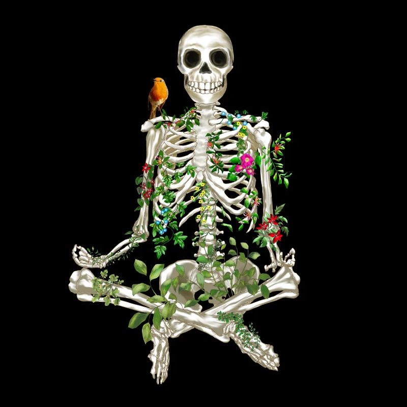 YOGA MÉDITATION SQUELETTE – SQUELETTE ET FLEURS