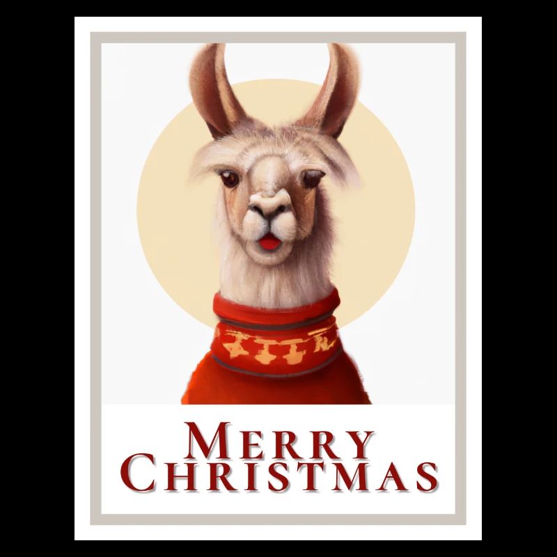 Bild eines süßen Lamas in einem Weihnachtspullover