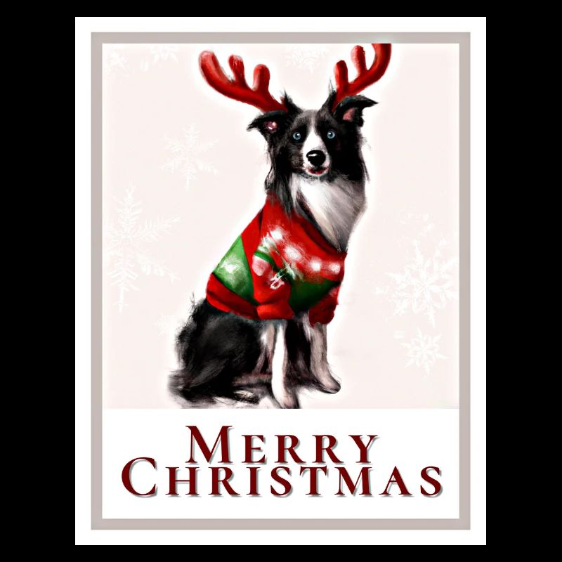 Border Collie Hund im Weihnachtspullover