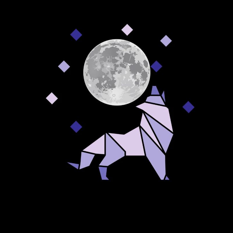 Diamantförmiger Wolf mit Mond