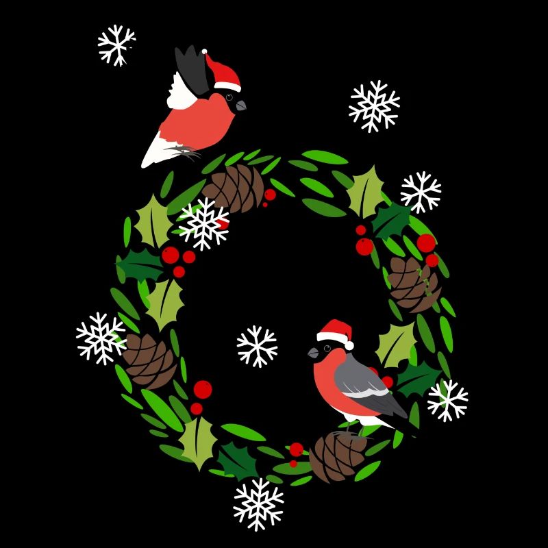 Gimpel Vogel Weihnachtsmütze Weihnachtskranz