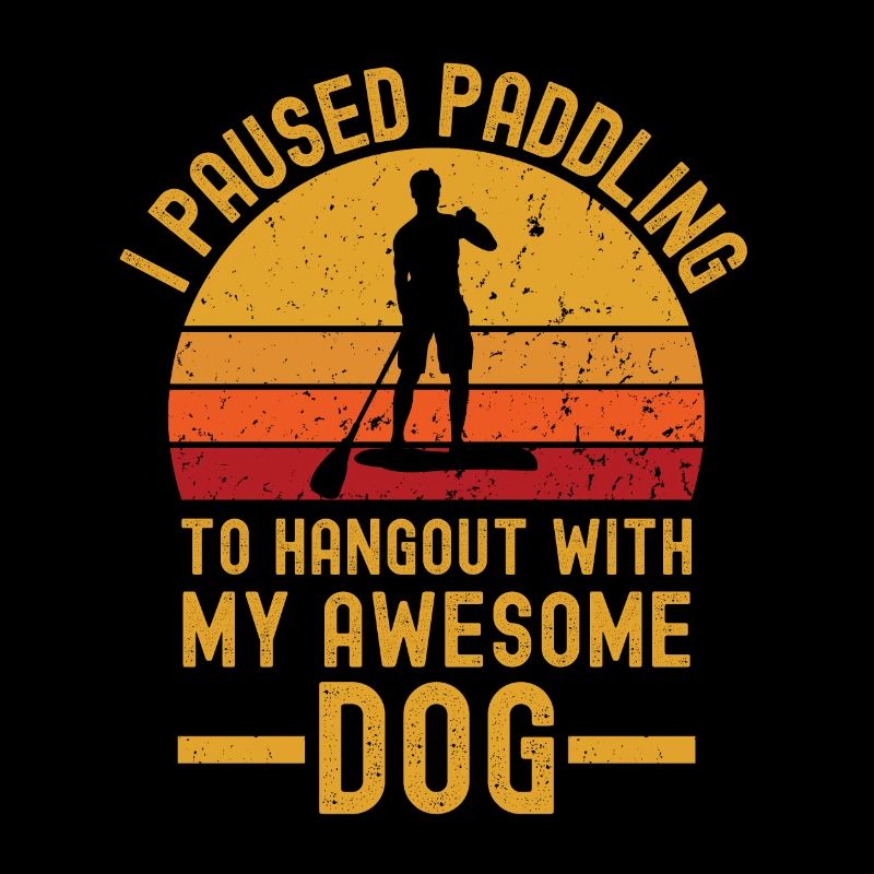 Paddleboard et chien rétro vintage