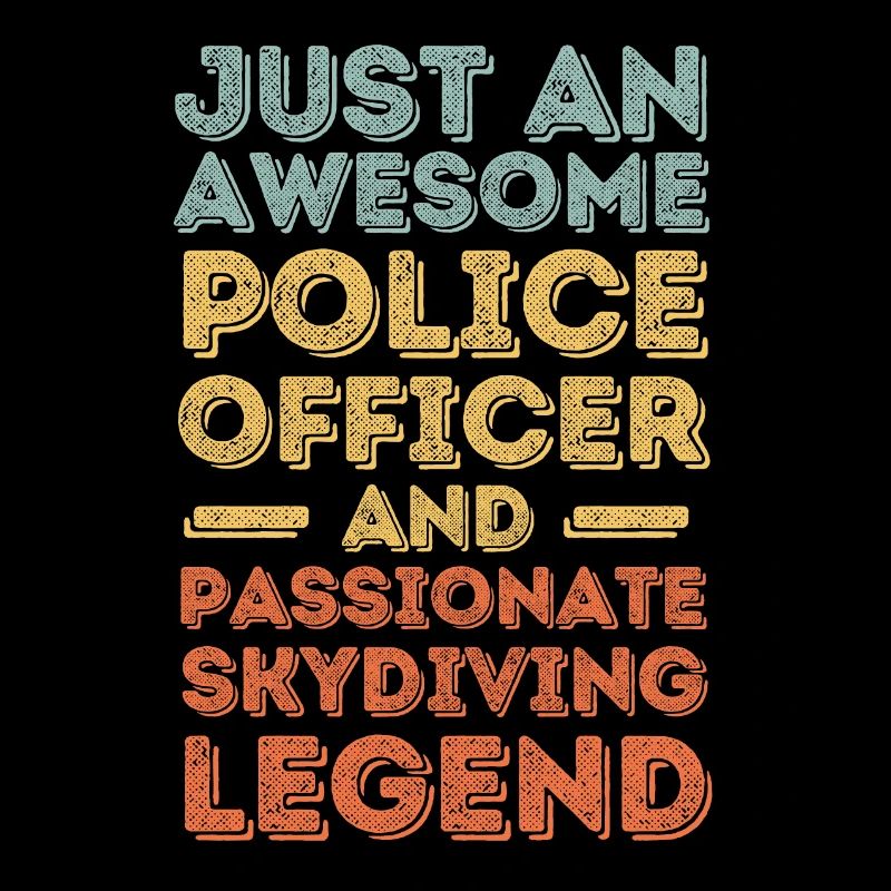 Policeman skydiving retro