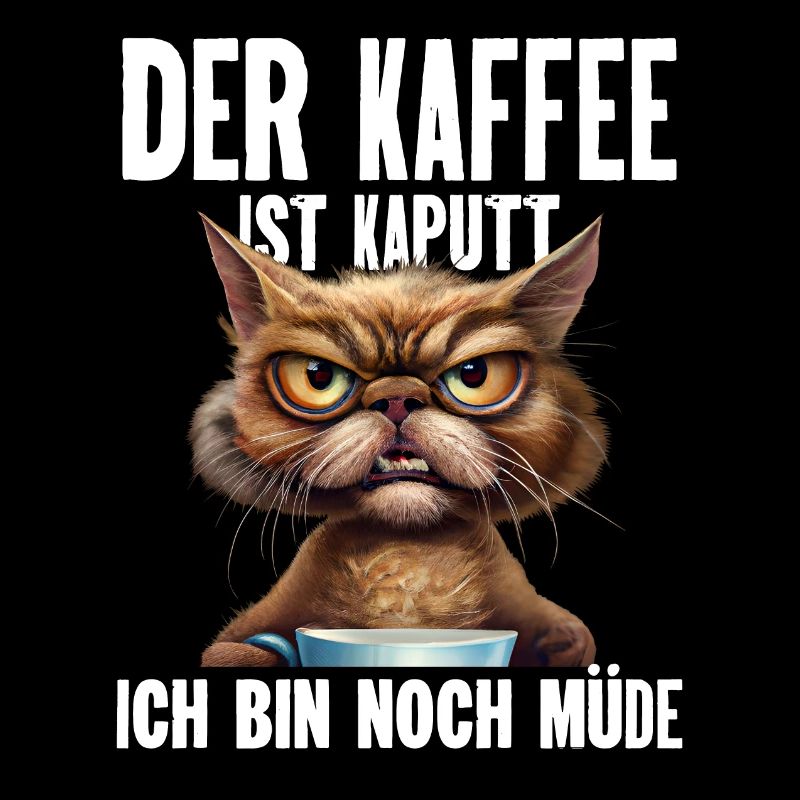 Der Kaffee Ist Kaputt. Ich Bin Noch Müde. Katze