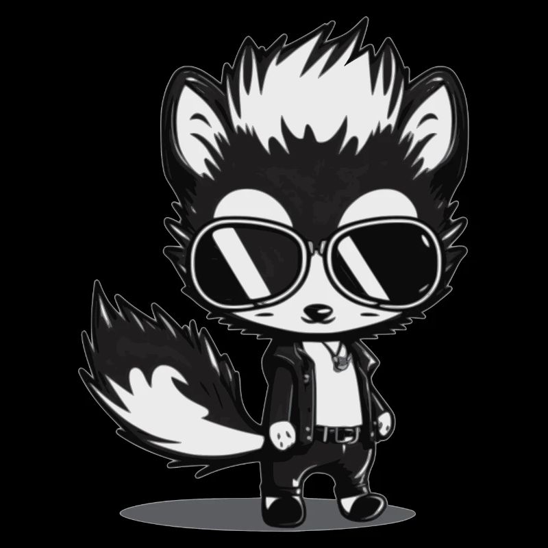 Lederjacke und Sonnenbrille mit Skunk Stinktier
