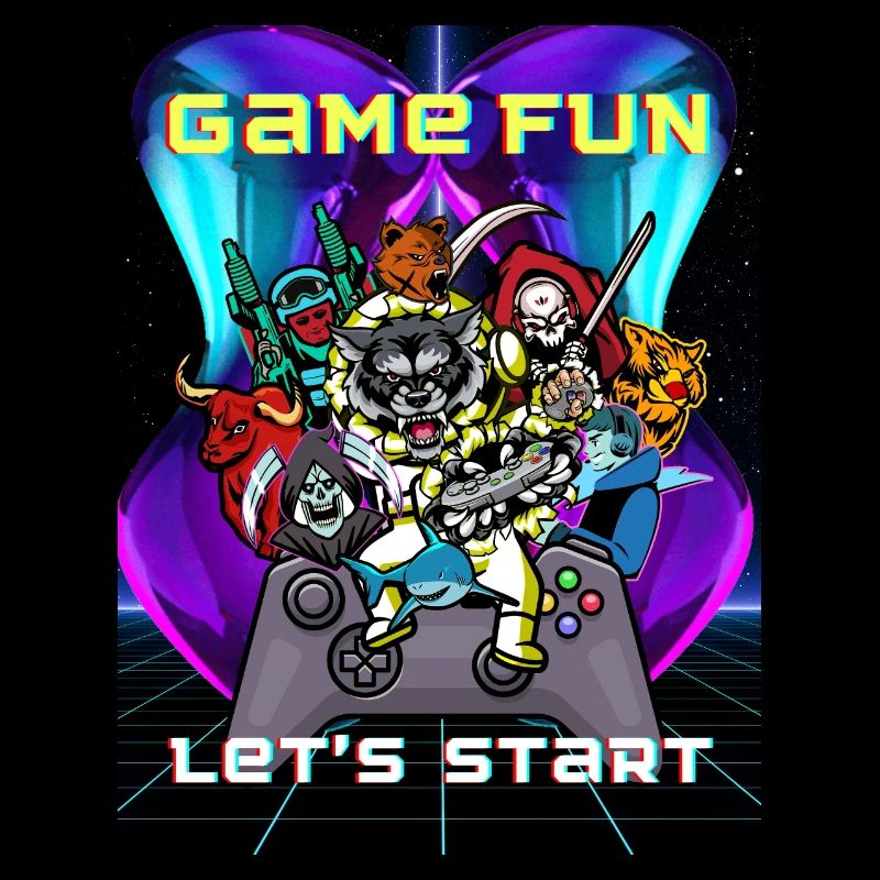 Spruch GAME FUN Let's Start Gamer Group