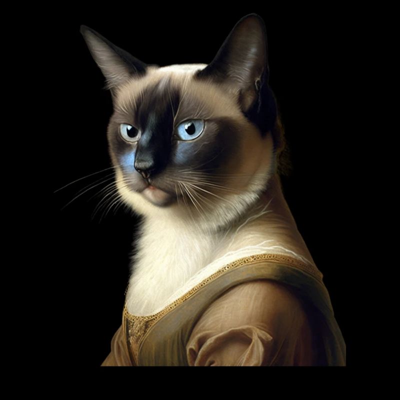 Siamese Cat in Mona Lisa Style